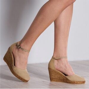 Viscata | Tan Estartit Womens Canvas Espadrille Wedges Beige Size 38